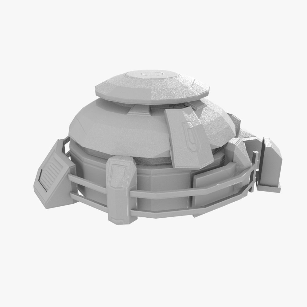 Low-poly Sci-fi Bunker Building Low-poly 3D model_8