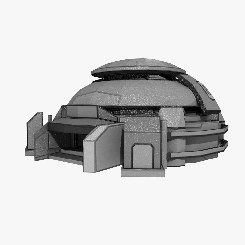 Low-poly Sci-fi Bunker Building Low-poly 3D model_2