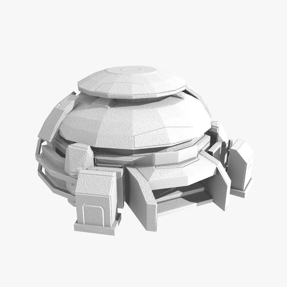 Low-poly Sci-fi Bunker Building Low-poly 3D model_7