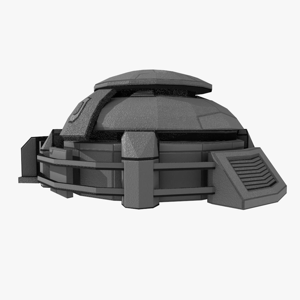 Low-poly Sci-fi Bunker Building Low-poly 3D model_4