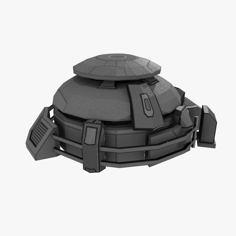 Low-poly Sci-fi Bunker Building Low-poly 3D model_6