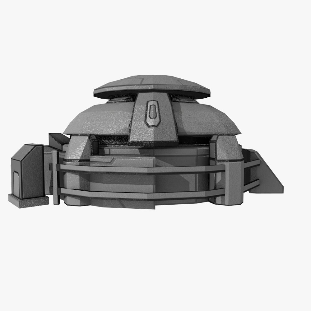 Low-poly Sci-fi Bunker Building Low-poly 3D model_3