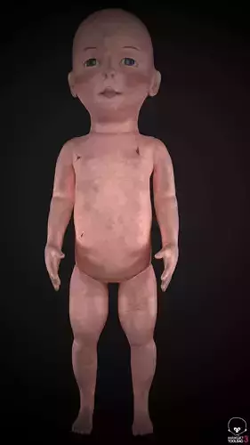 old creepy doll 3 LODs Low-poly 3D model