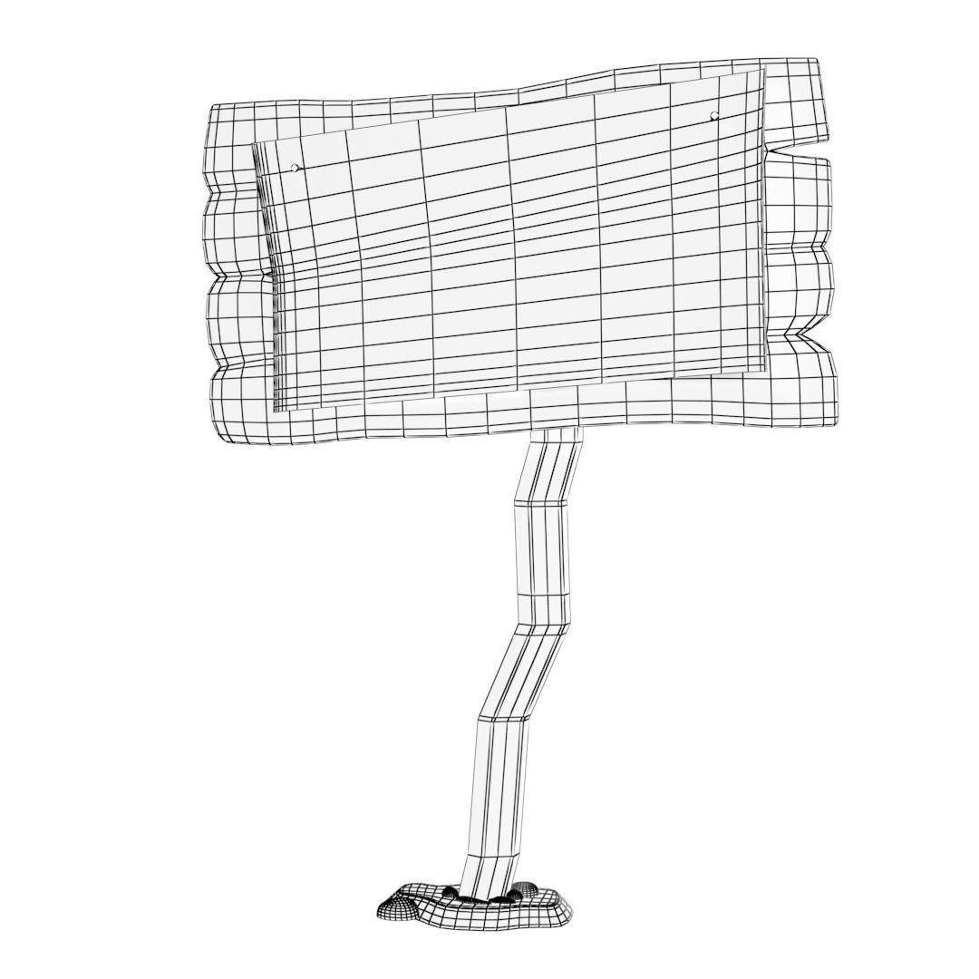 Wooden Signpost Low-poly 3D model_2