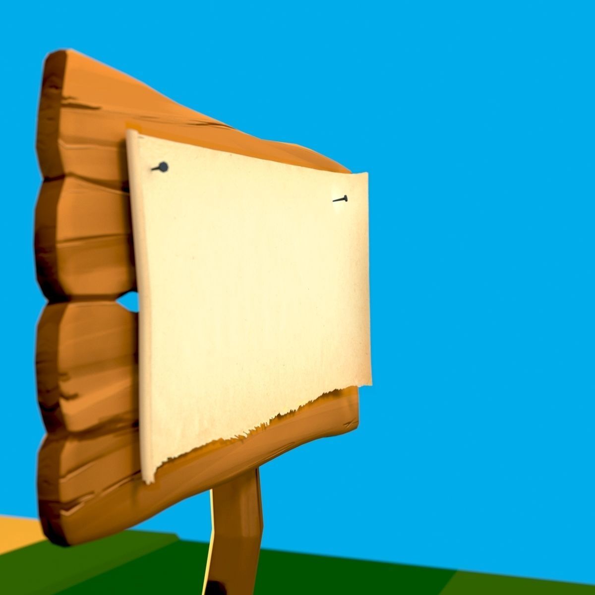 Wooden Signpost Low-poly 3D model_4
