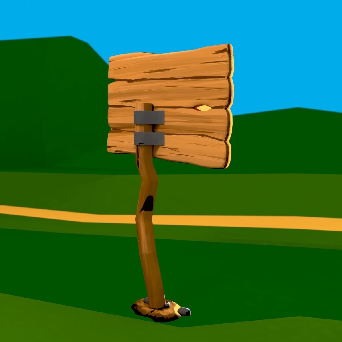 Wooden Signpost Low-poly 3D model_12
