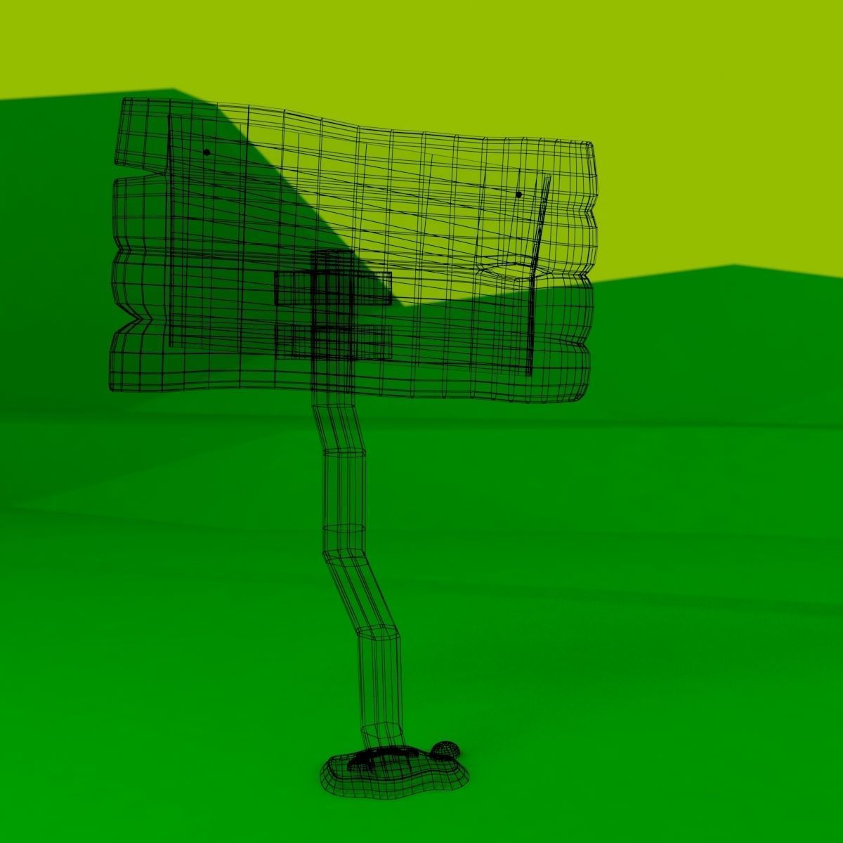 Wooden Signpost Low-poly 3D model_20