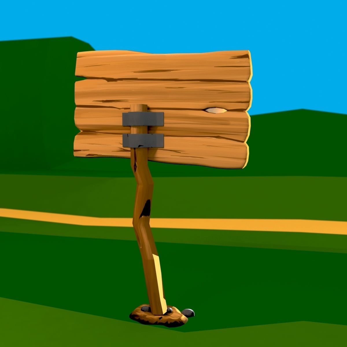 Wooden Signpost Low-poly 3D model_11