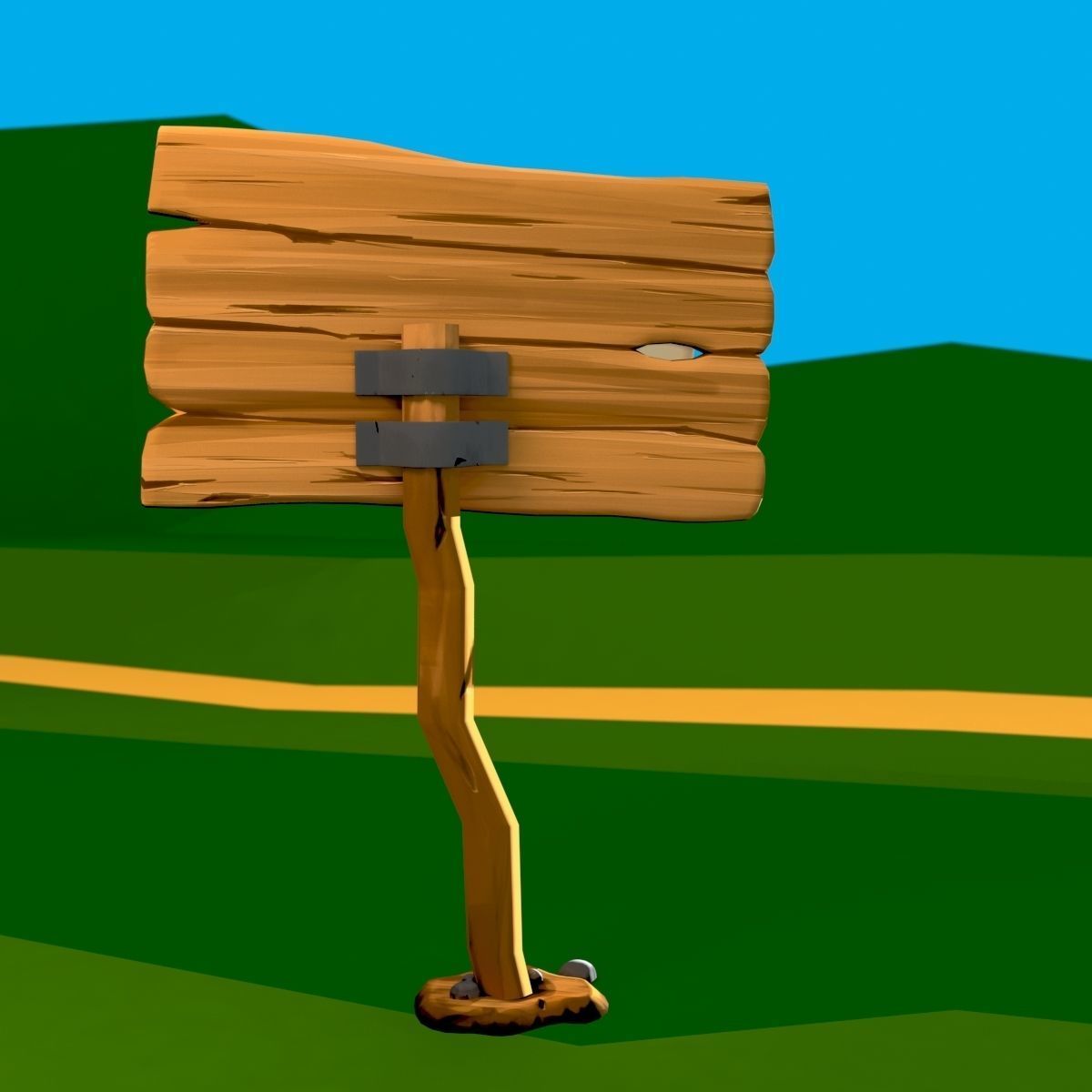 Wooden Signpost Low-poly 3D model_10