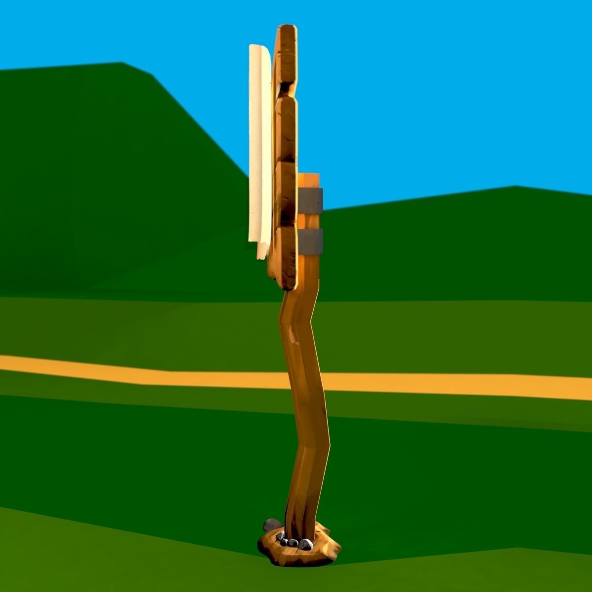 Wooden Signpost Low-poly 3D model_8