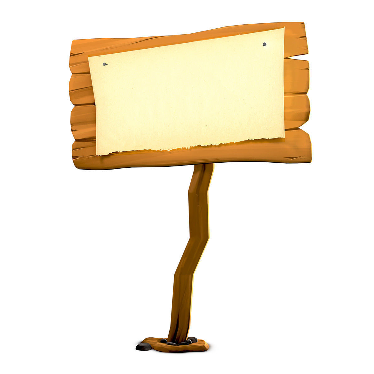 Wooden Signpost Low-poly 3D model_1