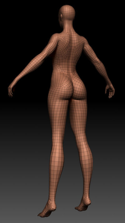 Female base Low-poly 3D model_8