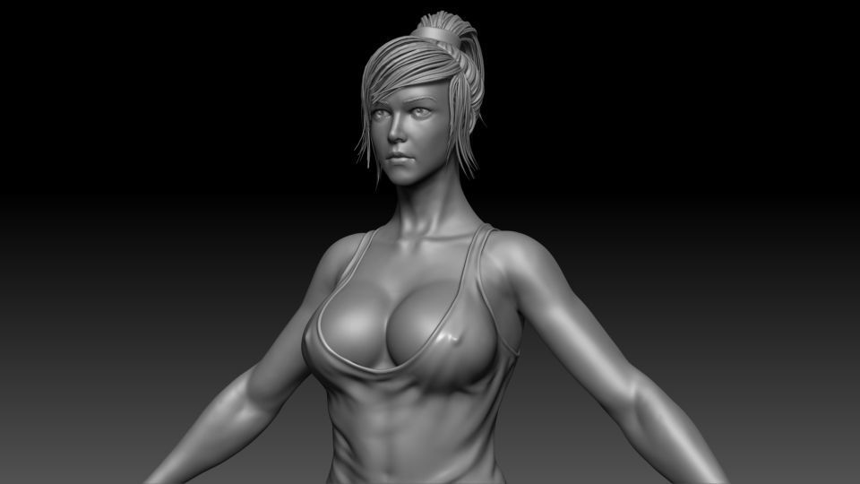Female base Low-poly 3D model_13