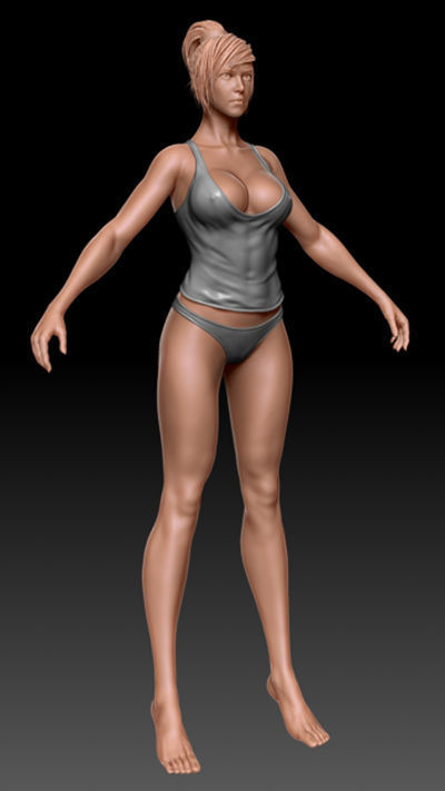 Female base Low-poly 3D model_7