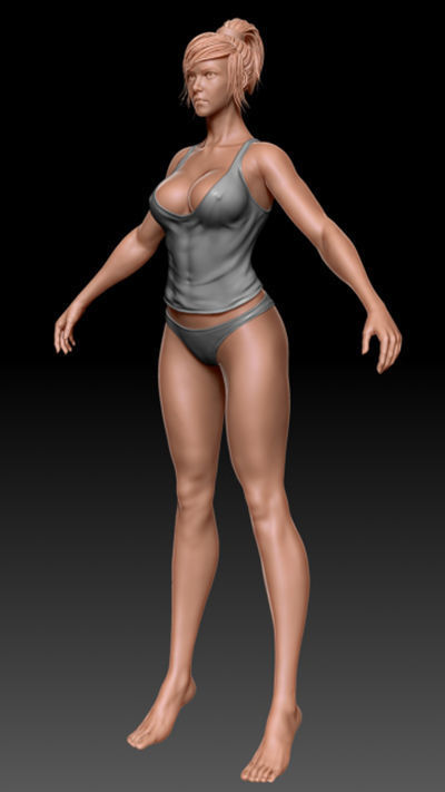 Female base Low-poly 3D model_4