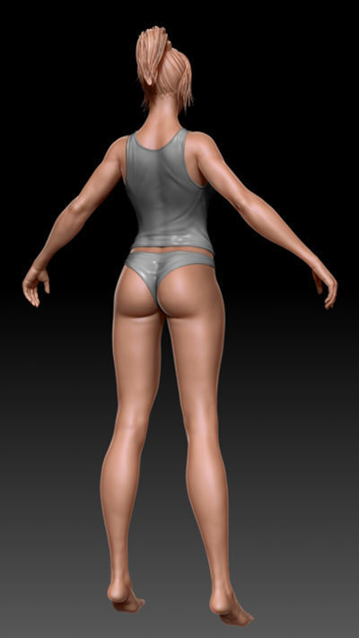Female base Low-poly 3D model_6