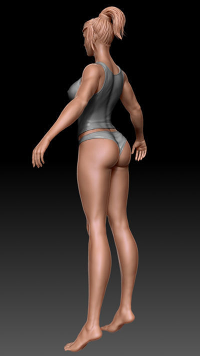 Female base Low-poly 3D model_5