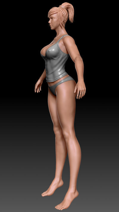 Female base Low-poly 3D model_3
