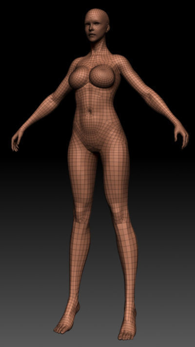 Female base Low-poly 3D model_1