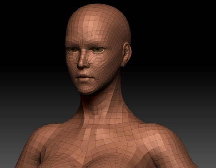 Female base Low-poly 3D model_9