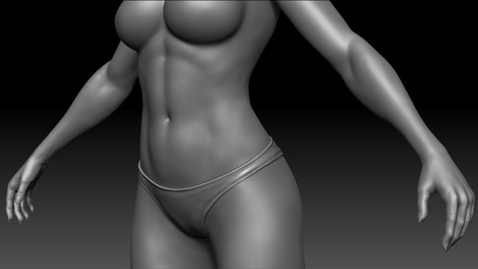 Female base Low-poly 3D model_14