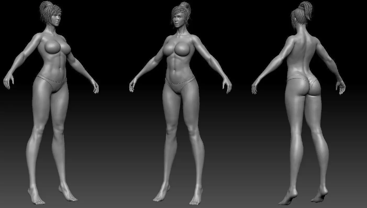 Female base Low-poly 3D model_0