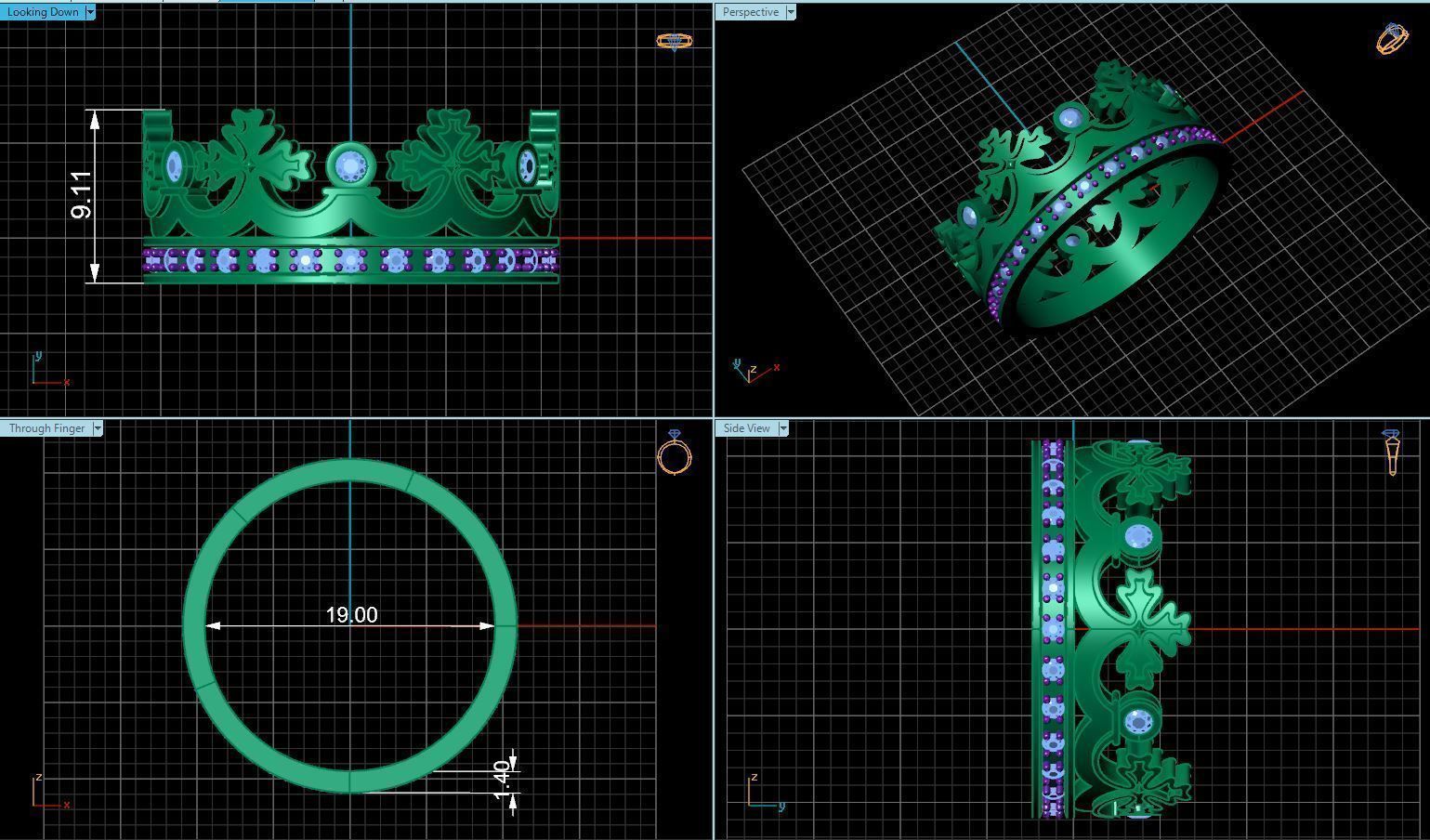 Crown ring Band R 0122 3D print model_4