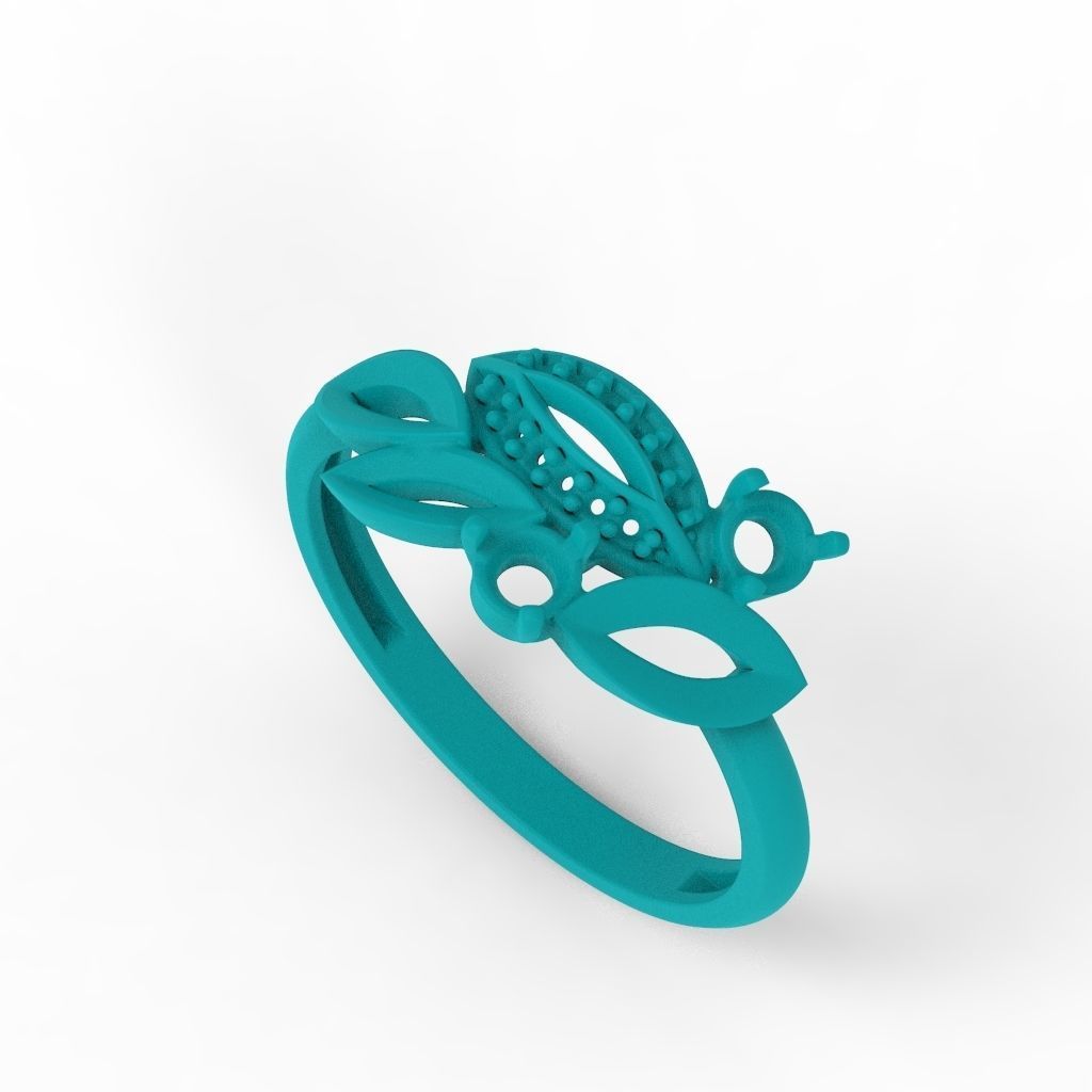Women Gemstone ring 3dm stl  3D print model_24