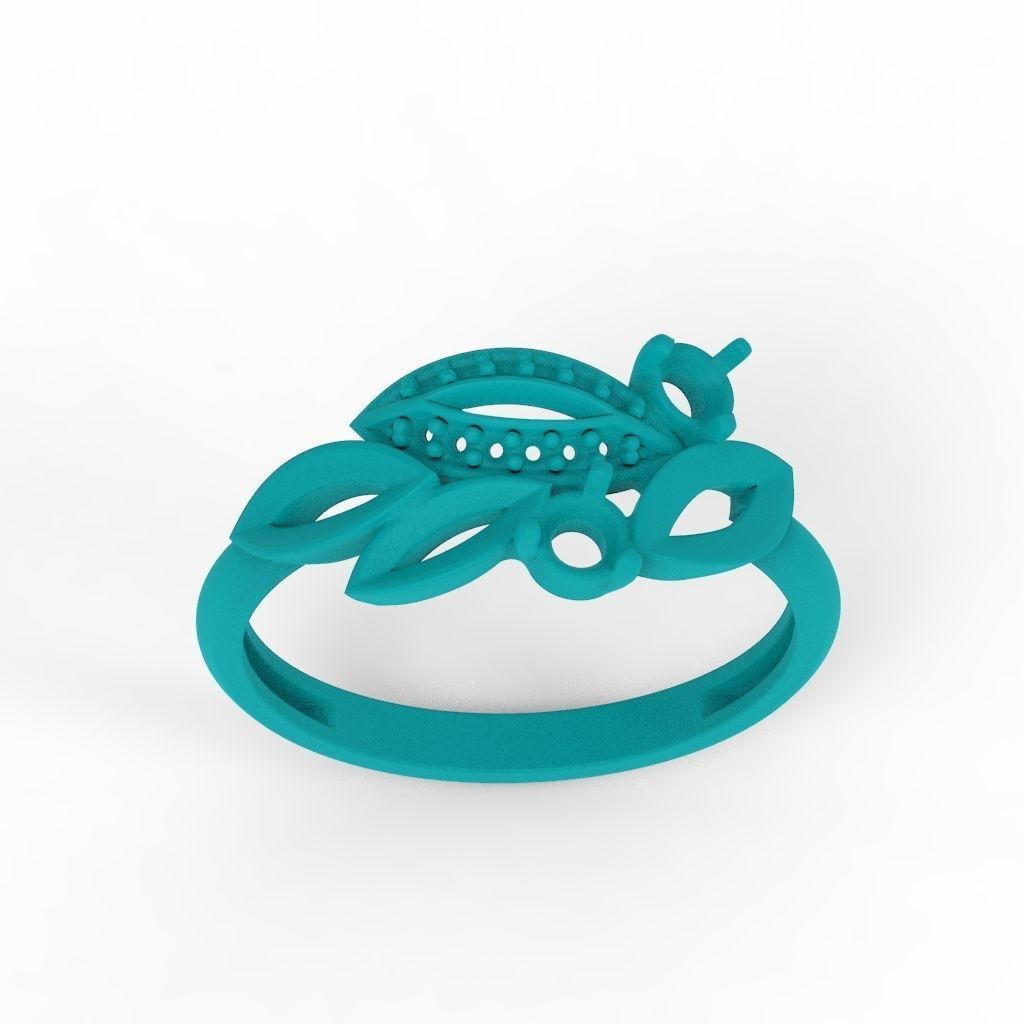 Women Gemstone ring 3dm stl  3D print model_23