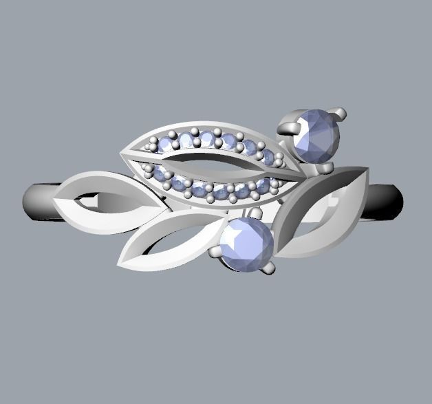 Women Gemstone ring 3dm stl  3D print model_33