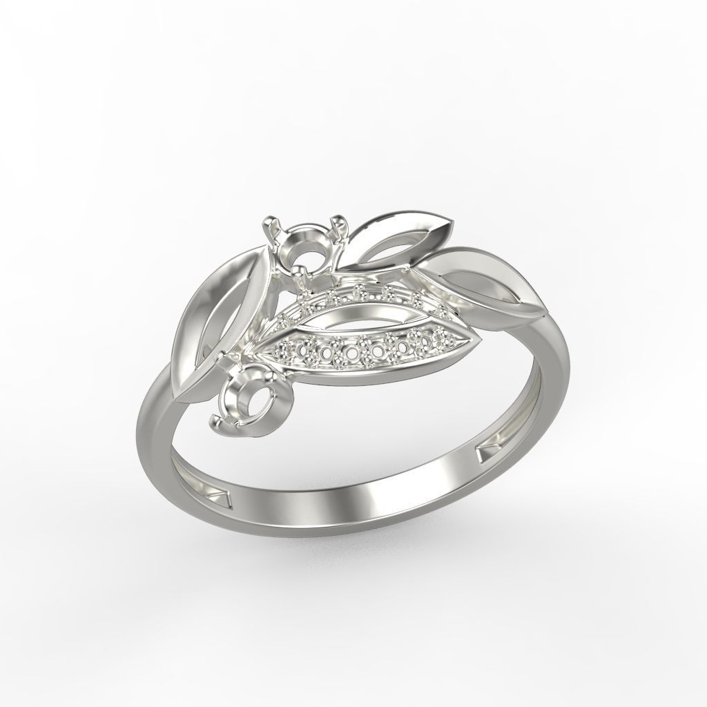 Women Gemstone ring 3dm stl  3D print model_18