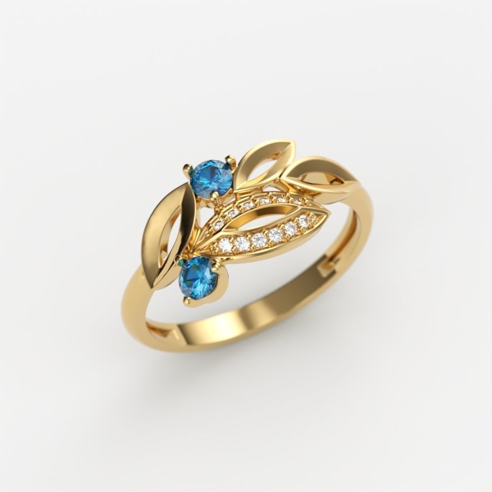 Women Gemstone ring 3dm stl  3D print model_5