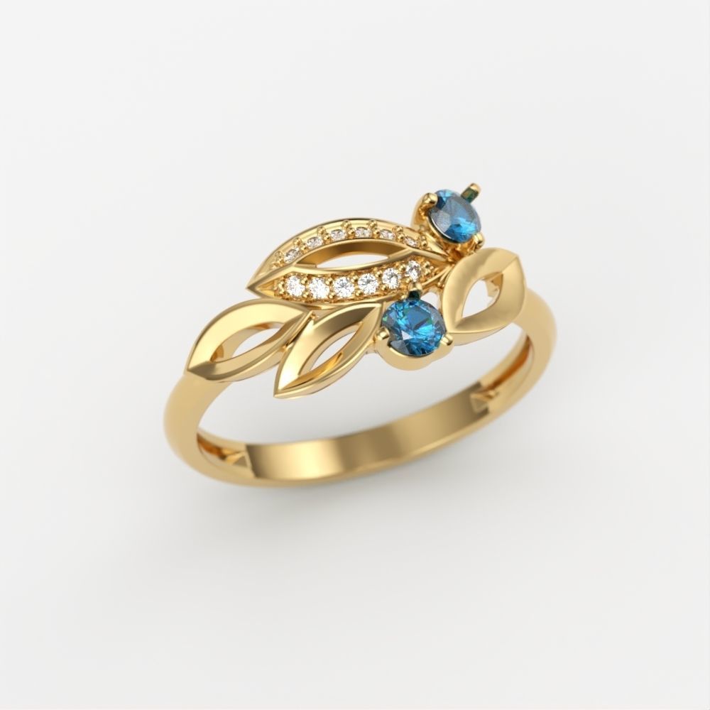 Women Gemstone ring 3dm stl  3D print model_3