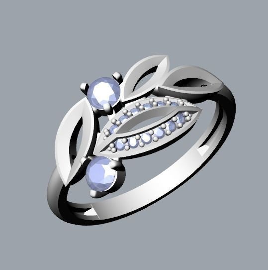 Women Gemstone ring 3dm stl  3D print model_29