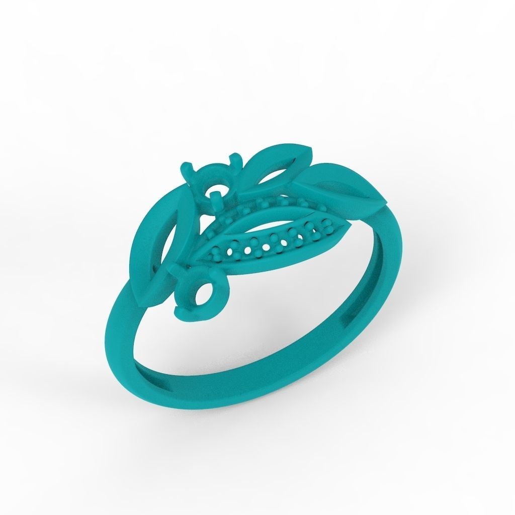 Women Gemstone ring 3dm stl  3D print model_26