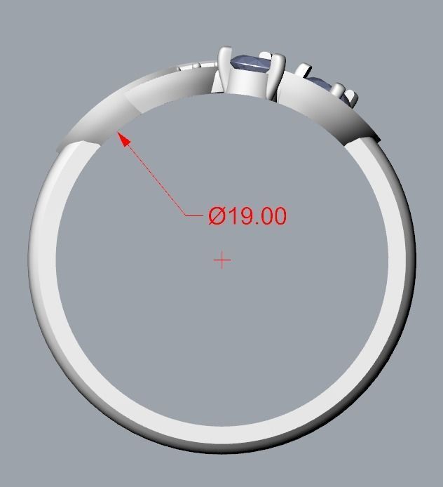 Women Gemstone ring 3dm stl  3D print model_32