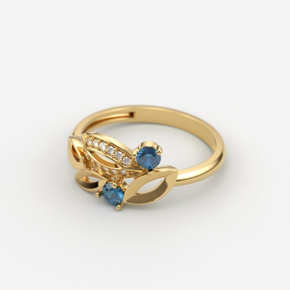 Women Gemstone ring 3dm stl  3D print model_2