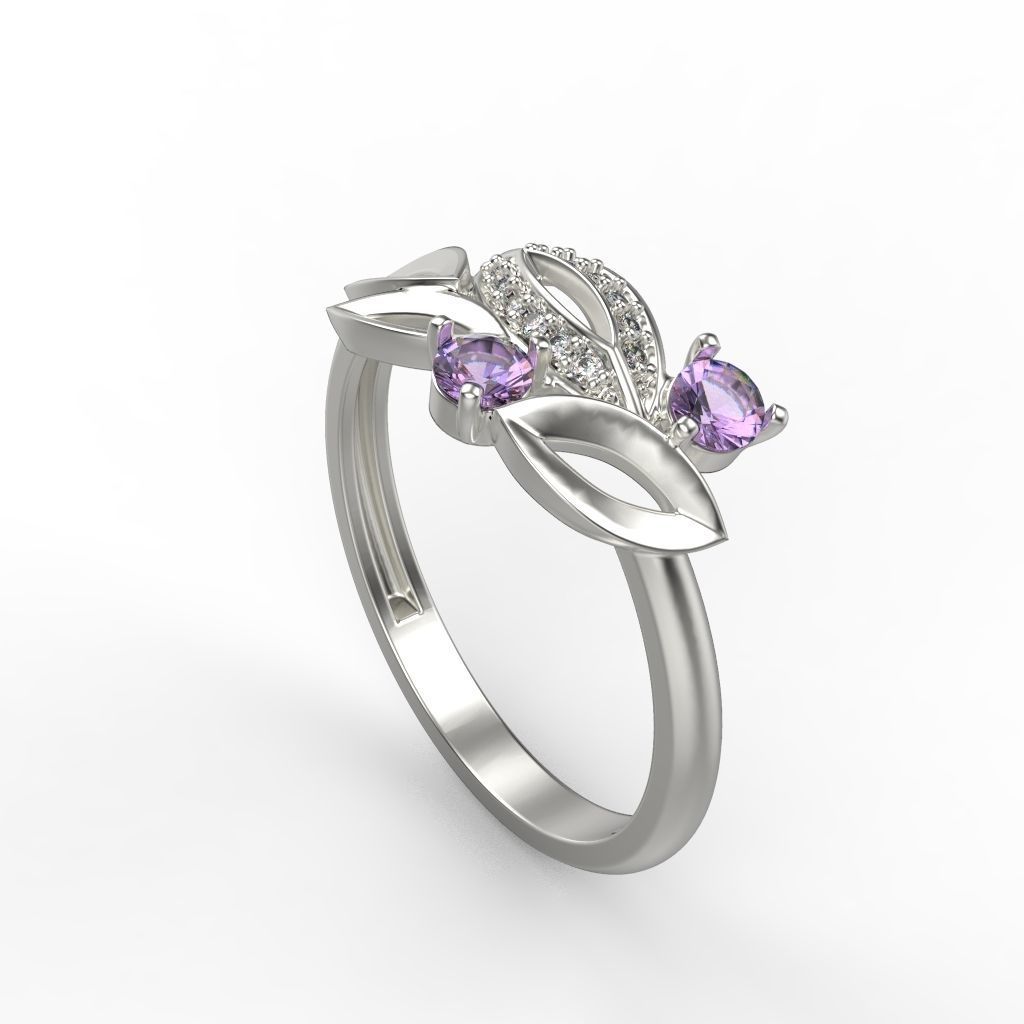 Women Gemstone ring 3dm stl  3D print model_20