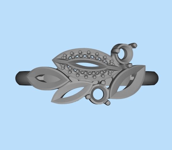 Women Gemstone ring 3dm stl  3D print model_38