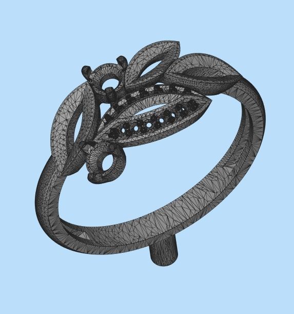 Women Gemstone ring 3dm stl  3D print model_39