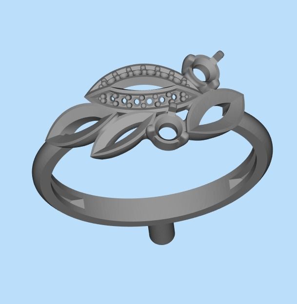 Women Gemstone ring 3dm stl  3D print model_36