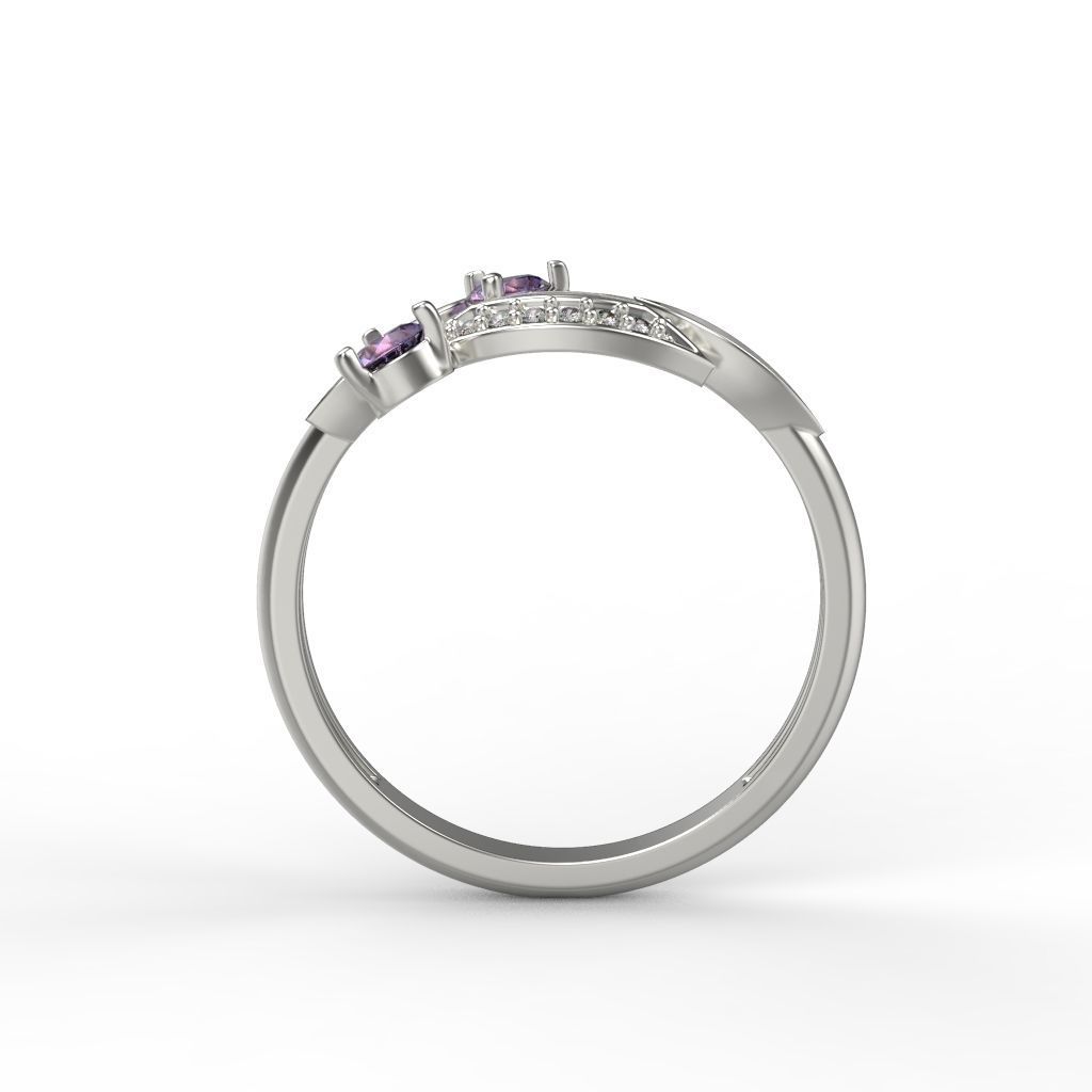 Women Gemstone ring 3dm stl  3D print model_17