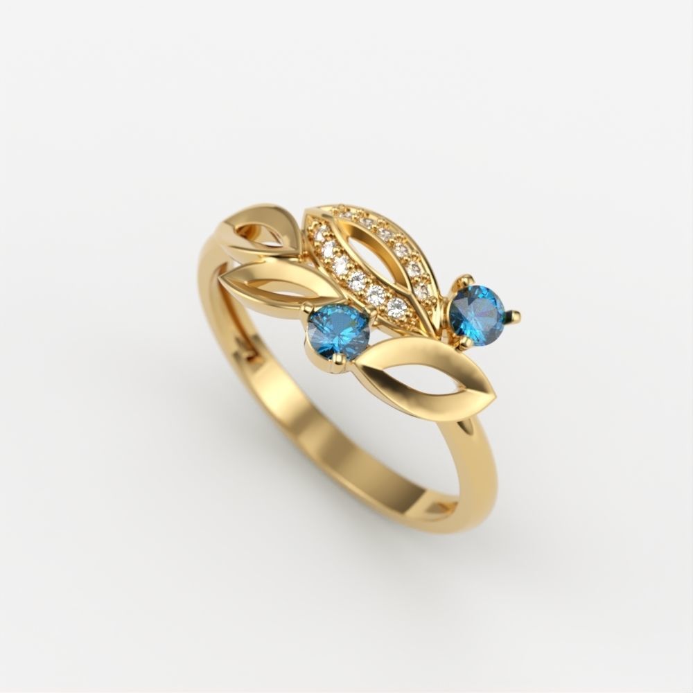 Women Gemstone ring 3dm stl  3D print model_4