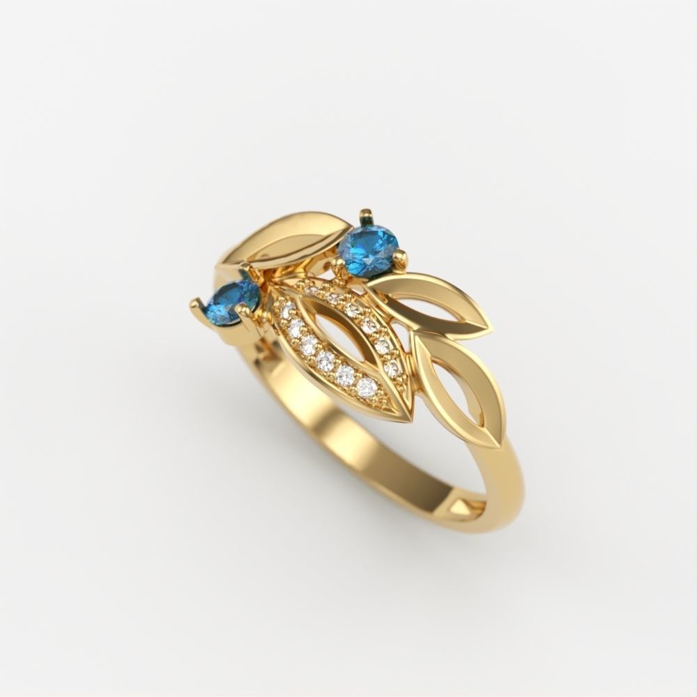 Women Gemstone ring 3dm stl  3D print model_6