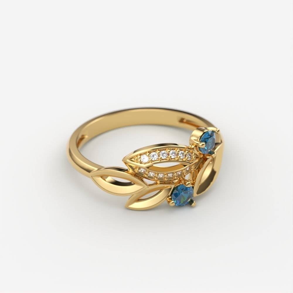 Women Gemstone ring 3dm stl  3D print model_1