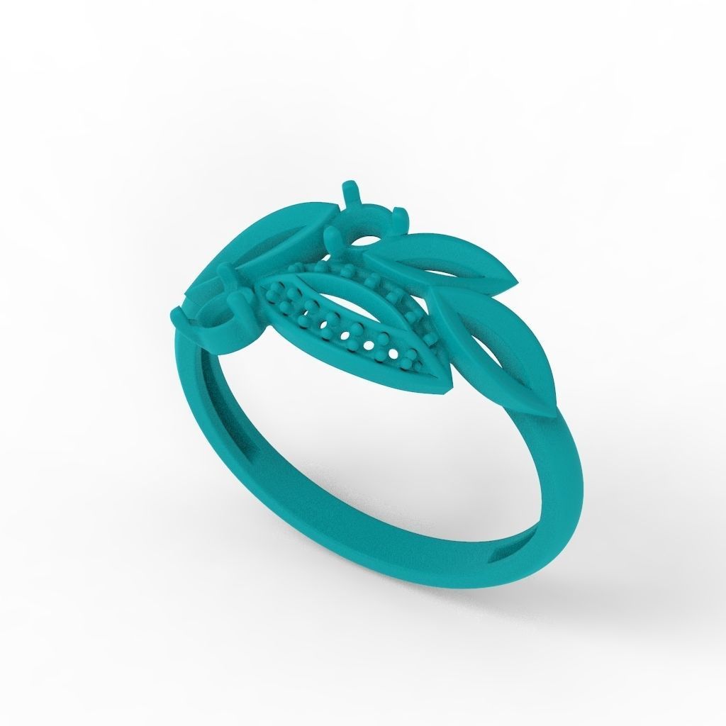 Women Gemstone ring 3dm stl  3D print model_27