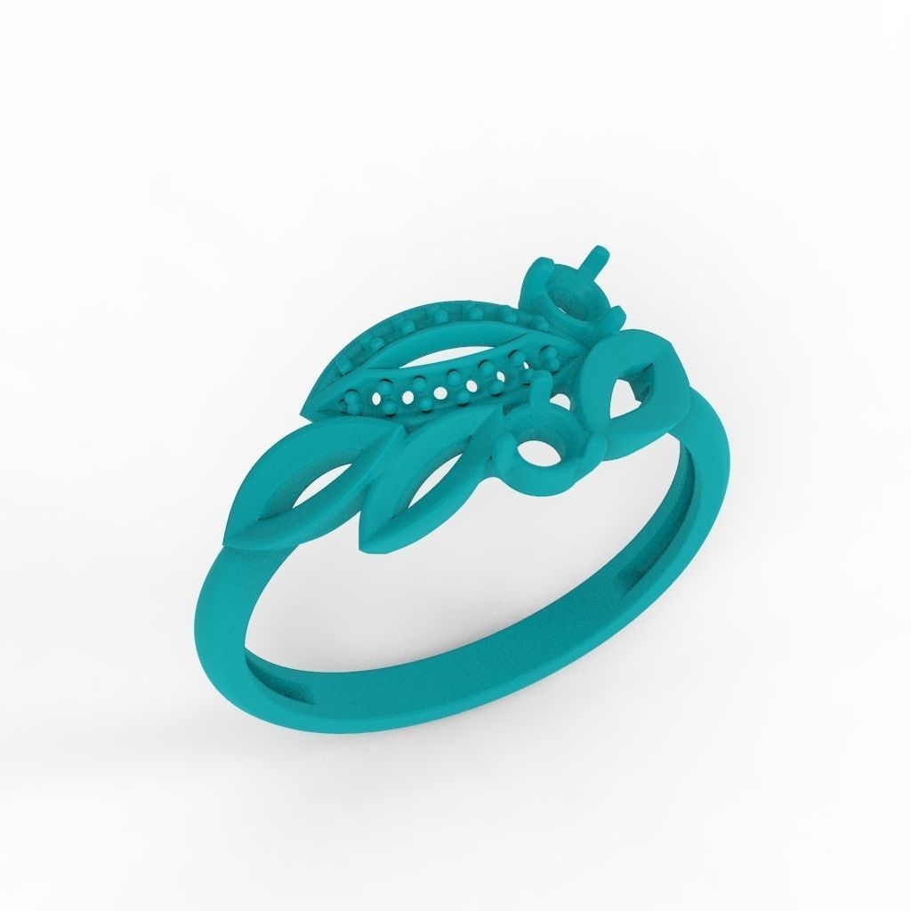 Women Gemstone ring 3dm stl  3D print model_28