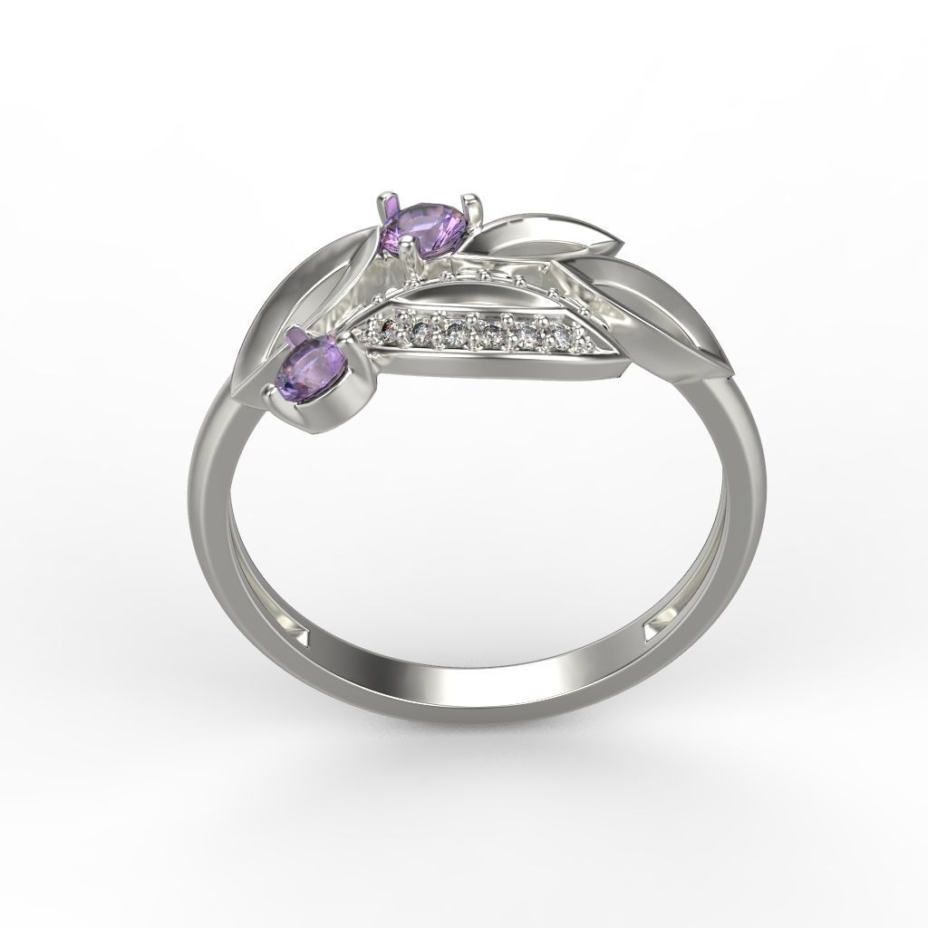 Women Gemstone ring 3dm stl  3D print model_16