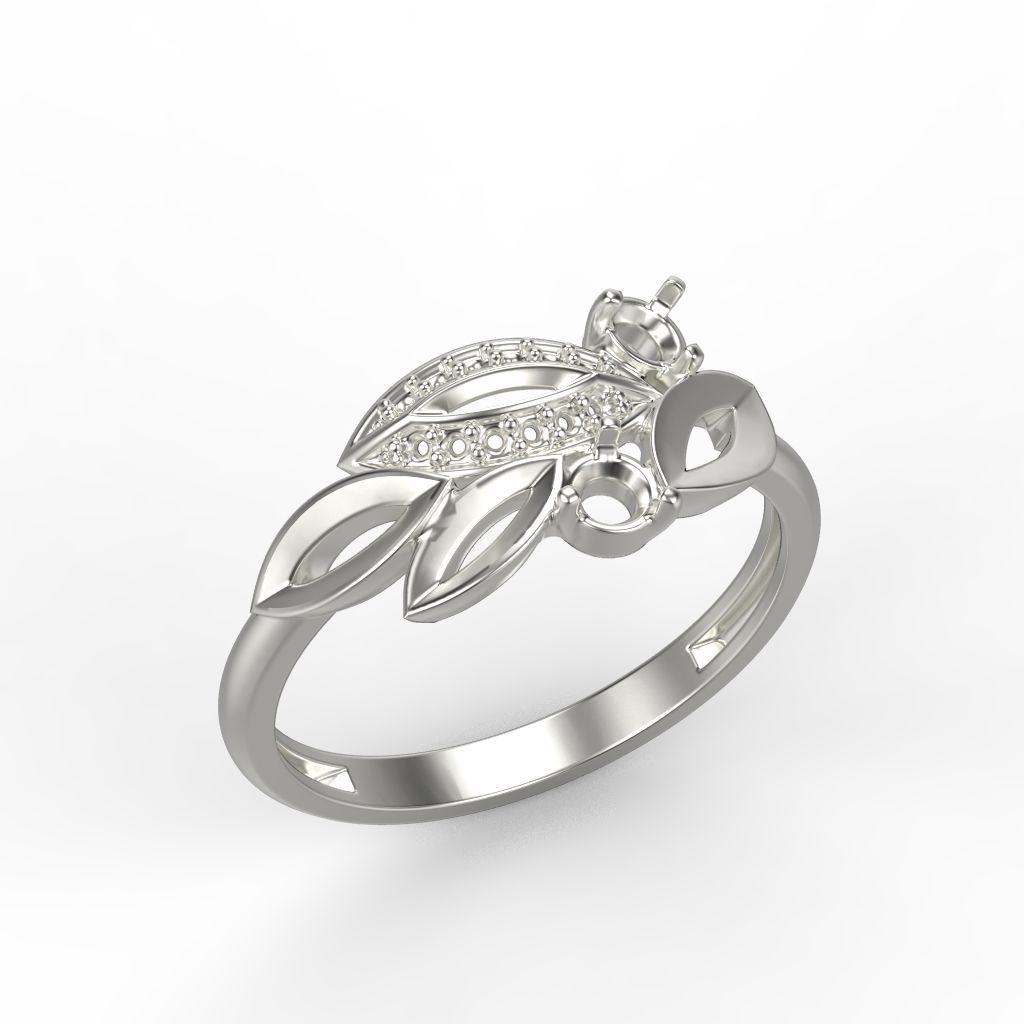 Women Gemstone ring 3dm stl  3D print model_22