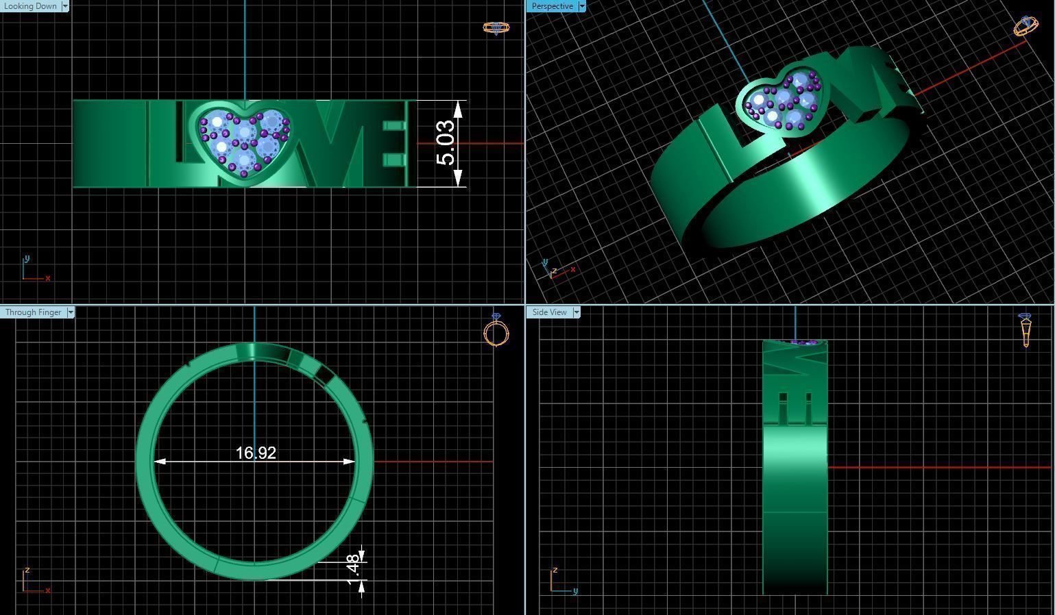 Love Ring Band R 0096 3D print model_4